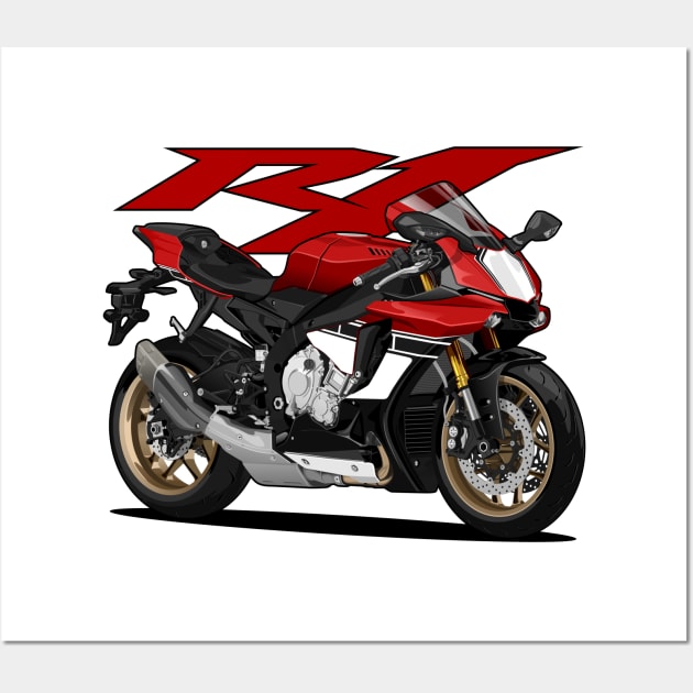 Yamaha YZF R1 Red Bike Wall Art by idrdesign